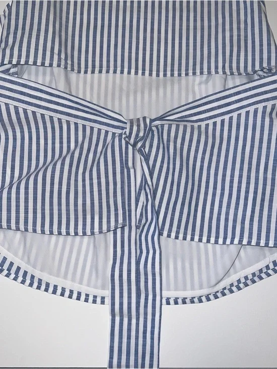 Cider Blue & White Striped Sleeveless Tie-Back Blouse NWT Sz XL - Picture 11 of 13